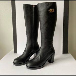 GUCCI WOMEN`S INTERLOCKING GG KNEE HIGH PLATFORM BOOTS